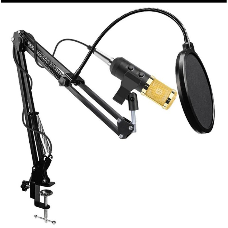 mic rekaman bm 900 Condenser Microphone + Scissor Arm Stand &amp; Pop Filter jnp