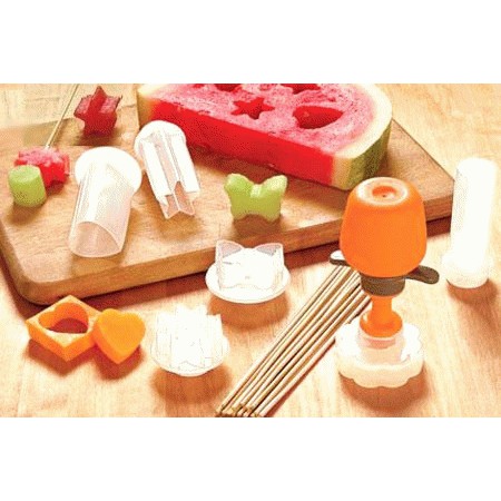 Pop Chef Push Eat As Seen On TV Alat Cetakan Pencetak Makanan Buah Roti Kue Cake Cookies Mold Set