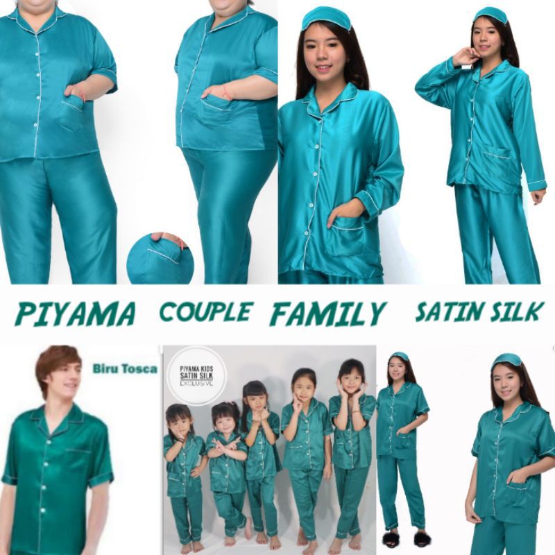 Piyama Satin Couple Tosca / hijau / green SET stelan