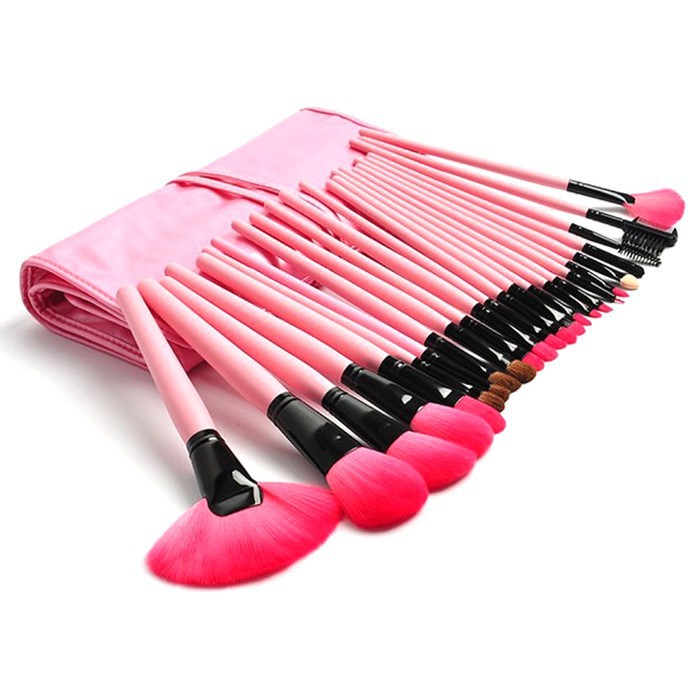 Trend-BRUSH SET PINK / KUAS DOMPET / KUAS SET MAKEUP FOR YOU BRUSH SET ISI 24 PC PINK