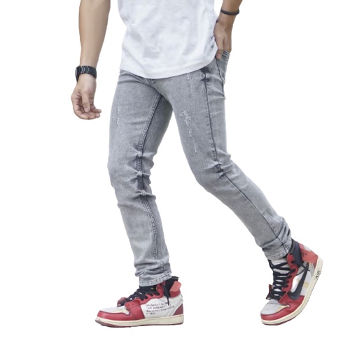 CELANA JEANS ABU-ABU SANDWASH STANDAR UNISEX PRIA WANITA TERKECE.