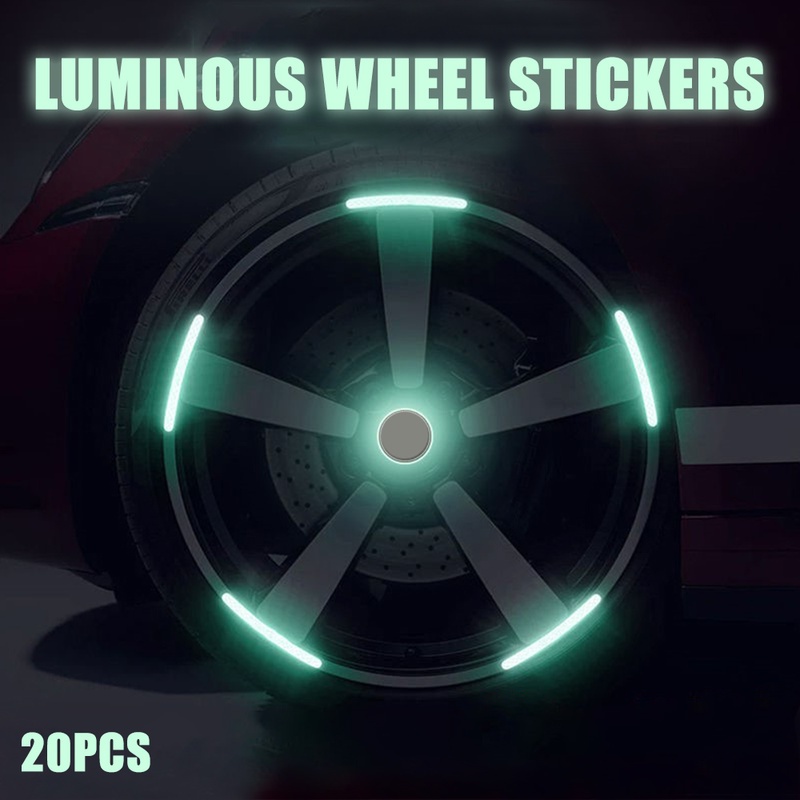 20pcs / Set Stiker Strip Reflektor Luminous Universal Untuk Dekorasi Hub Roda Mobil / Motor / Sepeda