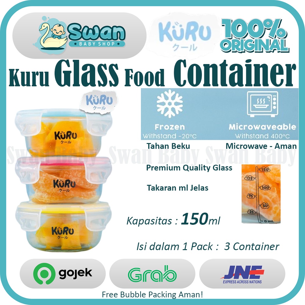 Kuru Baby Glass Food Container / Tempat Makan Mpasi