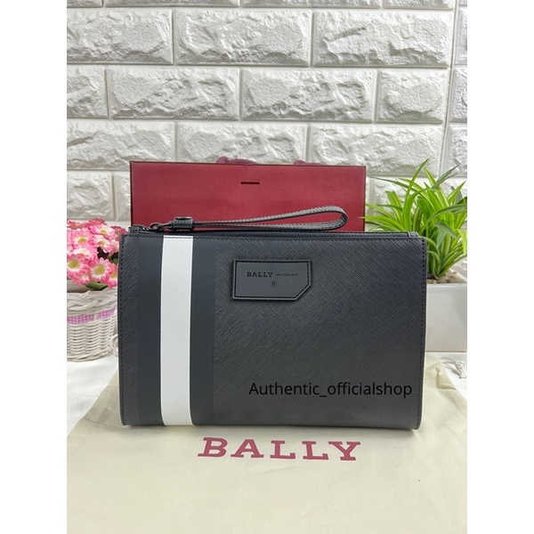 Bally Coated Canvas Clutch Bag in Black Authentic