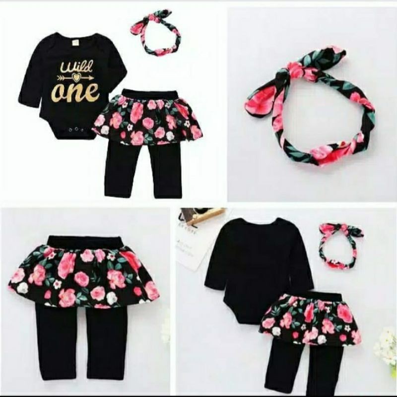 1 Set Romper + Celana Rok + Bandana