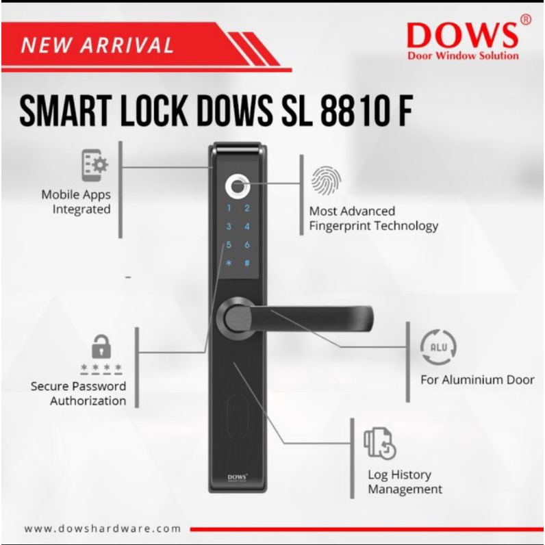 DIGITAL LOCK DOWS 8810 / SMART LOCK DOWS / KUNCI PINTU ALMUNIUM DIGITAL / ALMUNIUM LOCK DOWS