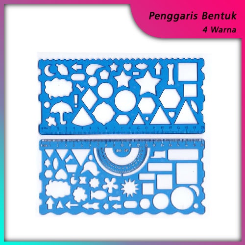 

Penggaris Bentuk Garisan Cetak Bentuk 2 pcs Set Penggaris / Garisan Siru Aneka Bentuk Isi 2 Panjang 20 cm