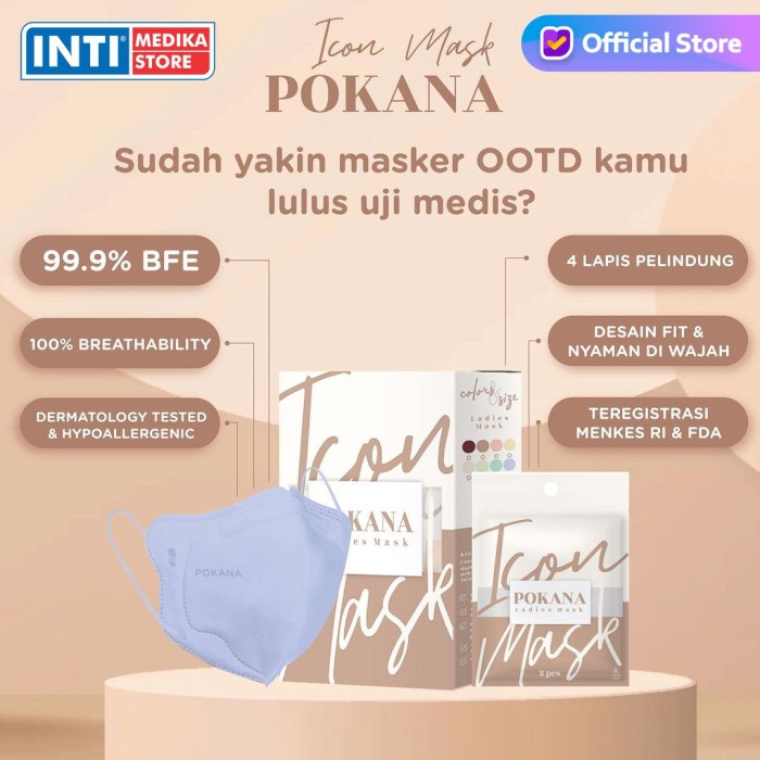 Pokana Icon - Masker Duckbill 4 Ply 3D Medical Mask Ladies Mask #98