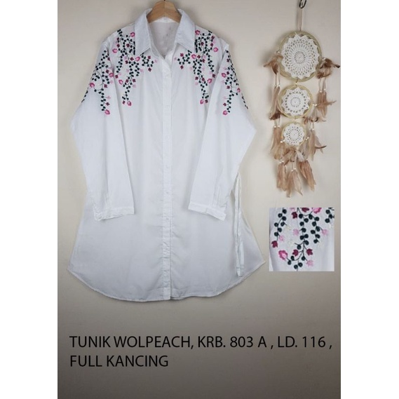 803A Tunik Putih Bordir Wollpeach Import