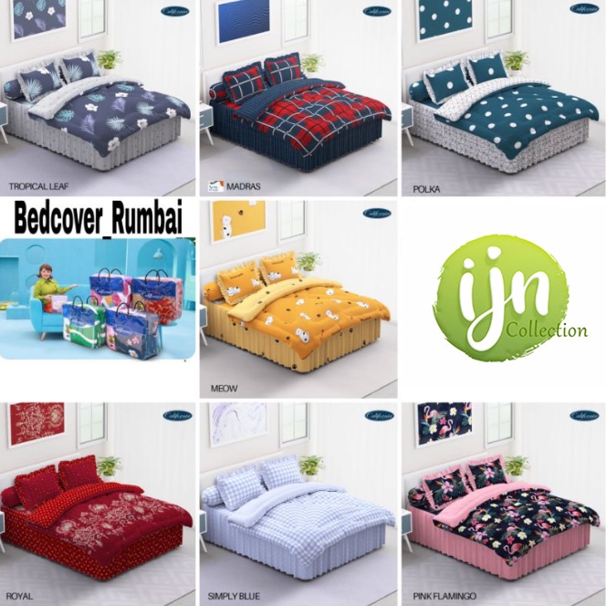 Bedcover set California rumbay ukuran 160x200 - motif terlaris - kasur no.2