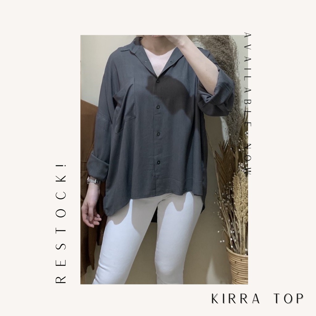 Kirra Top - Kemeja Wanita Bahan Rayon Crinkle Best Seller - BIG SIZE-Grey