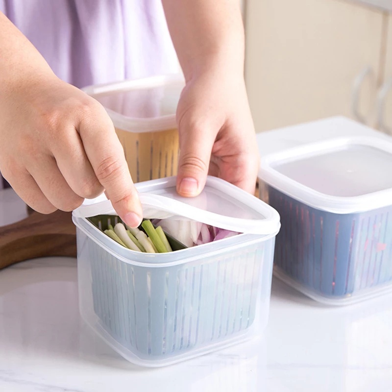 [Compartmentalized Anti-stringing Shallot Preservation Box] [Ginger and Garlic Small Material Leak-proof Storage Box] [Refrigerator Fruit Square Draining Box]