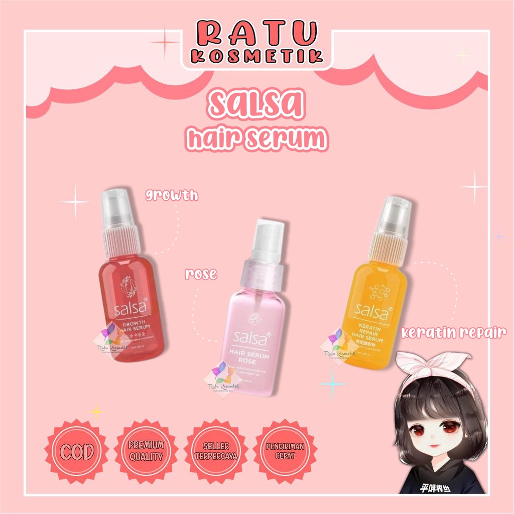 ❤ RATU ❤ Salsa Hair Serum Rose Spray, Keratin Repair, Growth | Serum Rambut | Hijab Friendly BPOM✔️