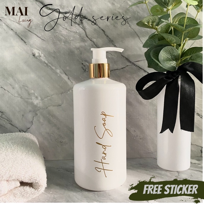 MAI Living Bathroom Organizer / Botol Pump Amber Refil Sampoo Sabun / Gold Series Exclusive