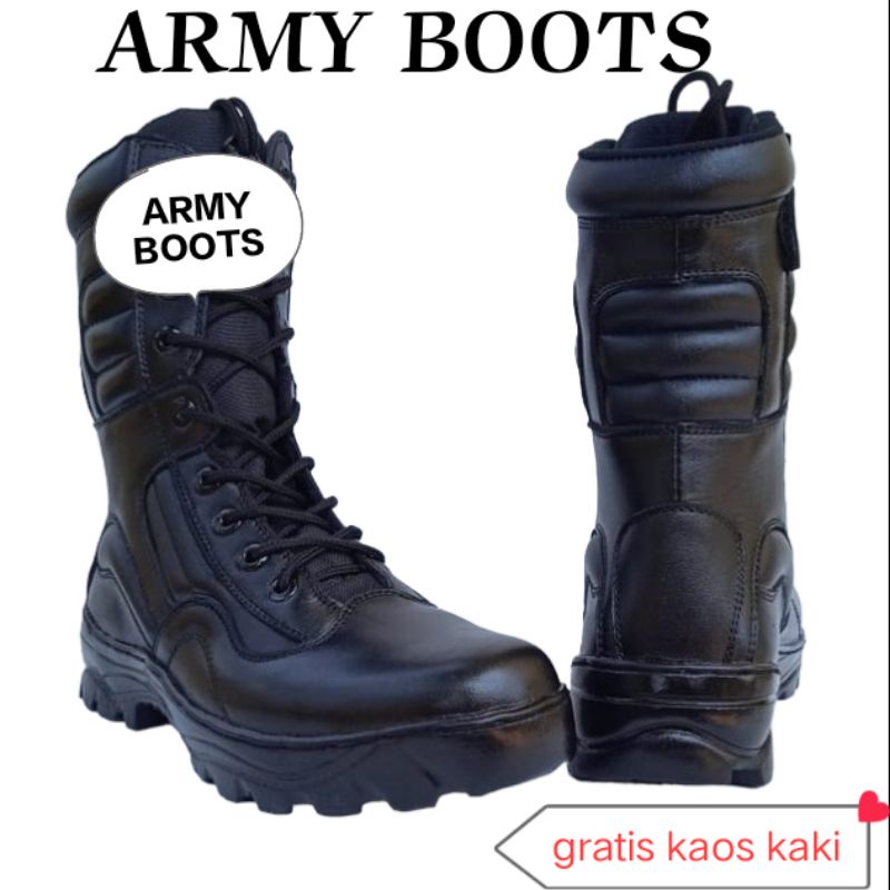 SEPATU PDL kulit hitam doff black hawk