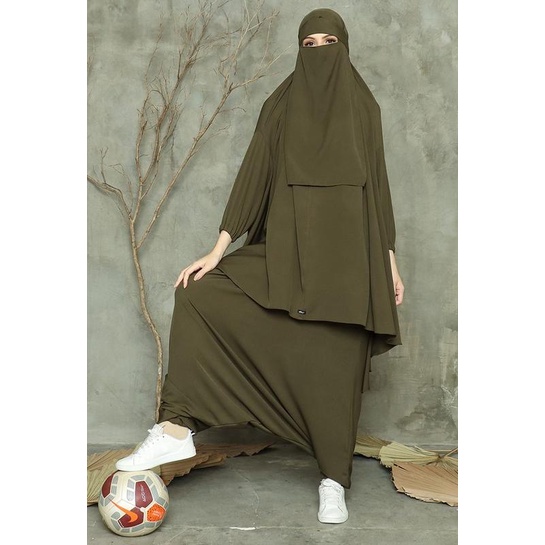 Allev Risha Set Sirwal Akhwat - Hijau Army _Termurah?Promo
