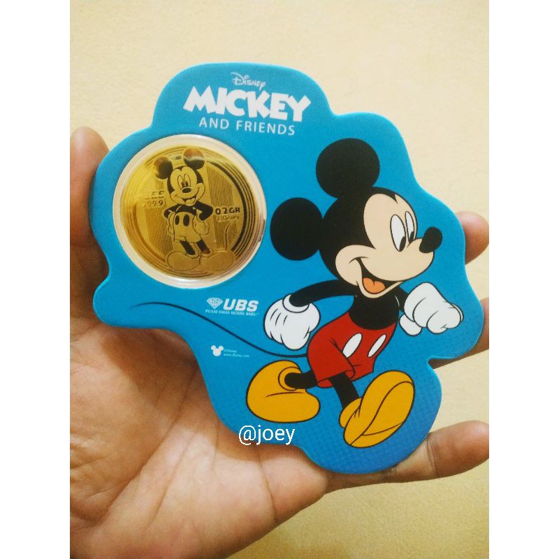 UBS logam kuning angpao Mickey 0,1 gr 0,2 gr