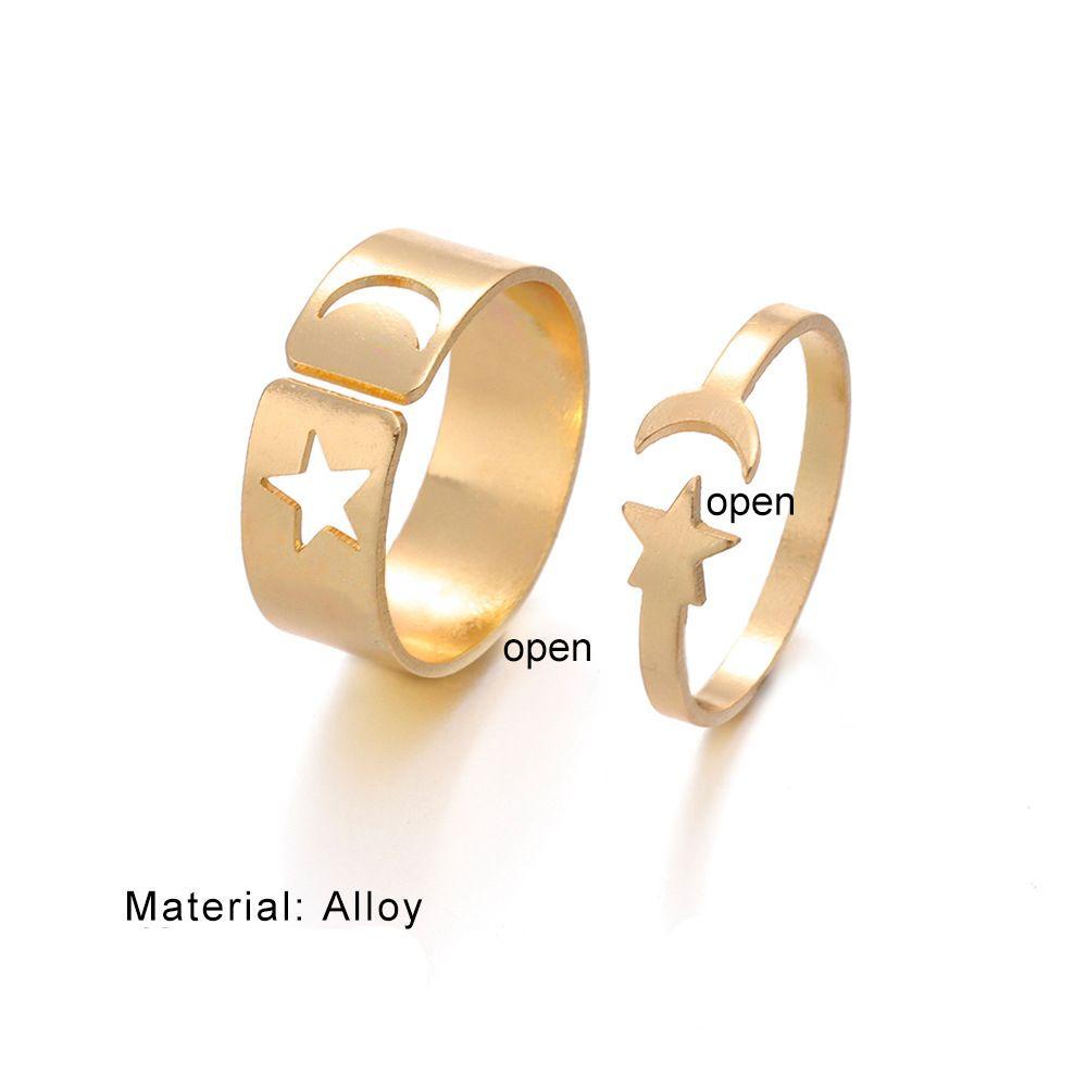 Lily Open Rings Desain Fashion Bintang Bulan Salib Terbuka Mini Buku Jari