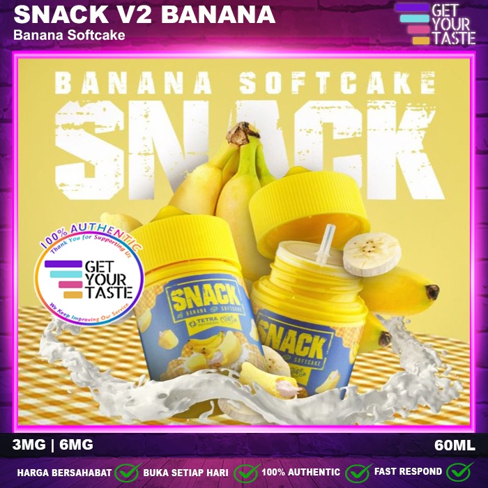 Snack V2 Banana Softcake 60ML by Tetra x Vape On