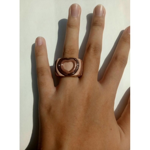 Clay rings | Brown heart clay rings | handmade rings | y2k rings
