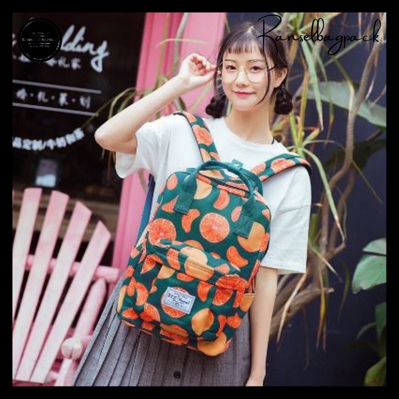 Tas Ransel Wanita - Backpack Punggung Bahu Model Korea Terbaru Murah Bagus Import Lokal Original Simple Fashion Elegan Casual Traveling Sekolah Kuliah Kerja Laptop Kapasitas Besar Waterproof Anti Air Nilon Perempuan Cewek