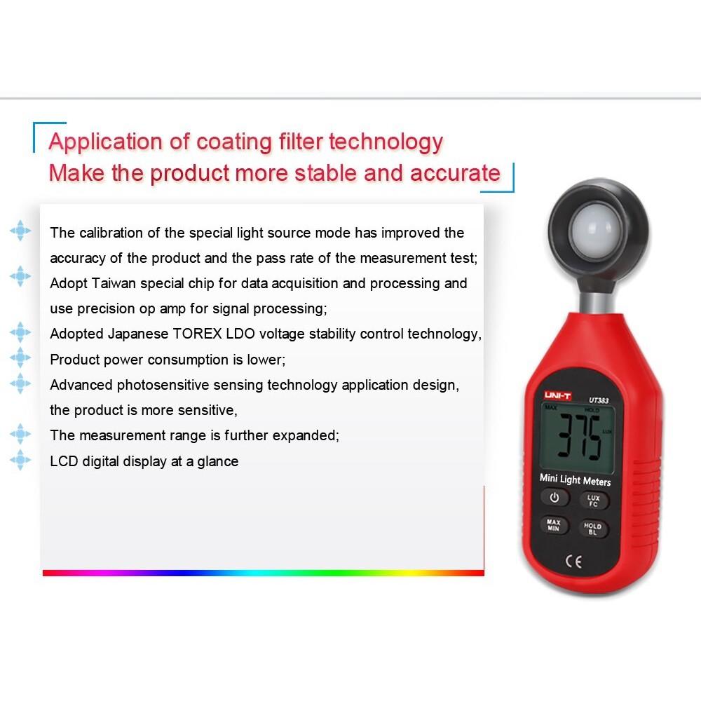 UNI-T UT383 - Luminometer Light Meter - Pengukur Cahaya Mini Lux Meter