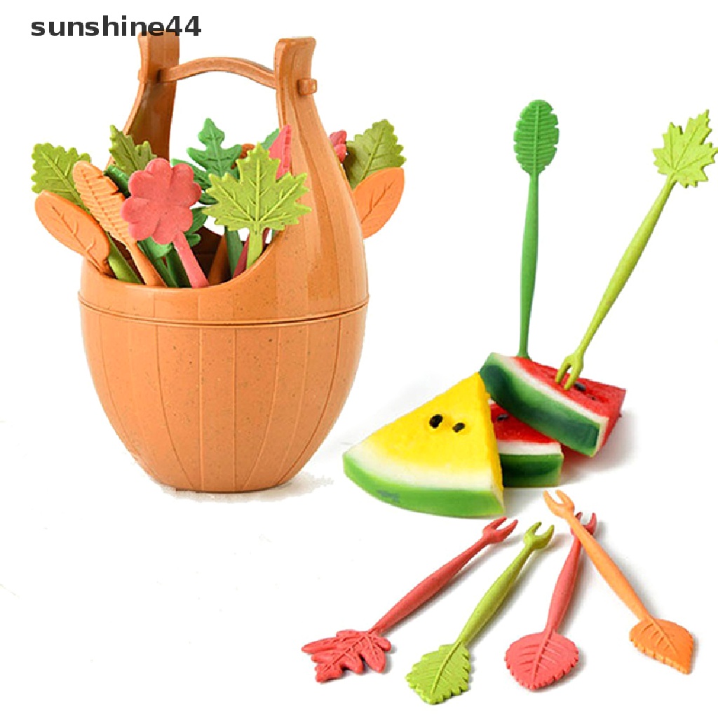 Sunshine 16pcs / Set Garpu Buah / Dessert Mini Bentuk Kartun Lucu