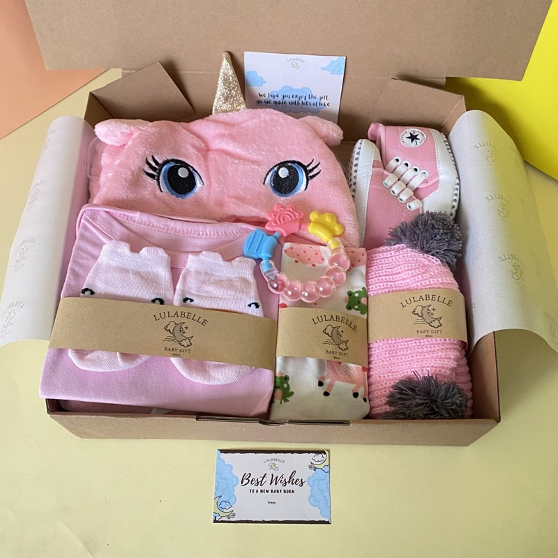 HAMPERS BAYI | KADO LAHIRAN BAYI / NEWBORN GIFT / HAMPERS BABY-PINK UNICORN 150
