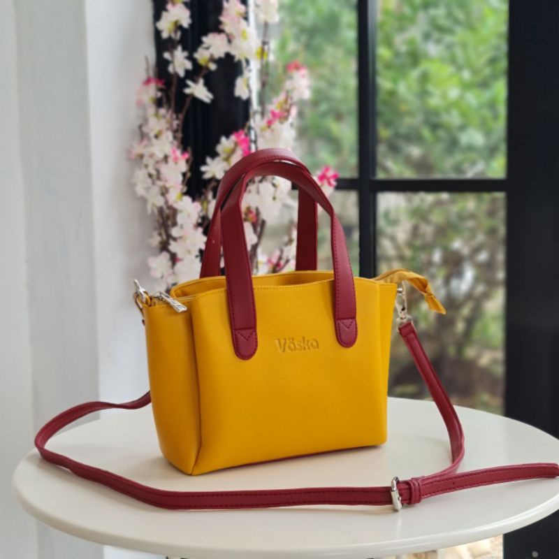 V12 Tas Wanita Selempang Murah Vaska Kekinian Original Ransel Kerja Kecil Pesta Kondangan Kulit Bran
