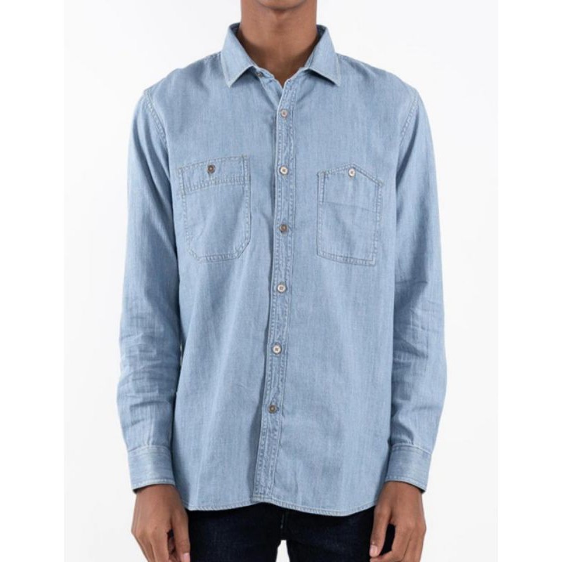 Kemeja Original Lengan Panjang Bahan Chambray Untuk Pria