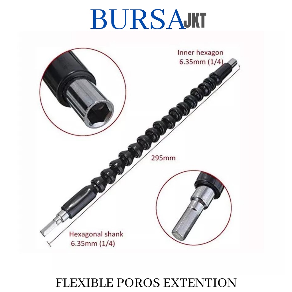 FLEXIBLE SAMBUNGAN 1/4 KEPALA MATA BOR OBENG HEX SCREWDRIVER EXTENTION STAINLESS holder