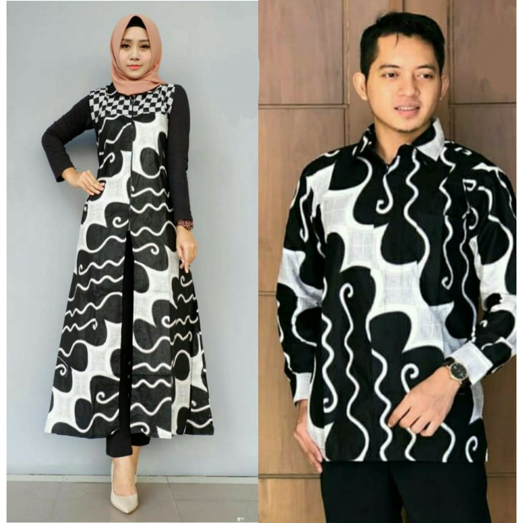 COUPLE BATIK MURAH MAXI CARDI PARANG CATUR KEMEJA PRIA KARDIGAN WANITA MODERN KONDANGAN SARIMBIT
