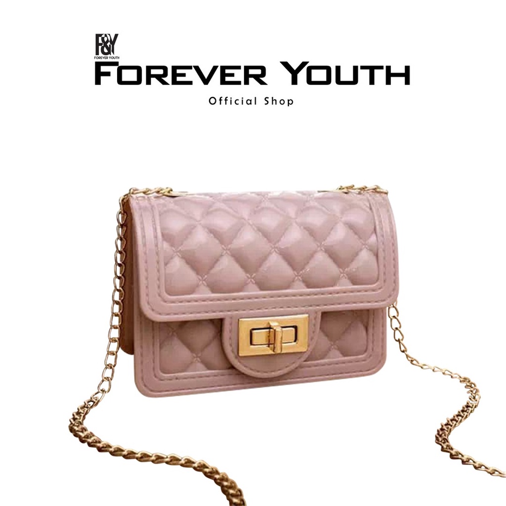 Tas Selempang Polos Jelly Glossy Ala Korea Import Real Pict ForeverYouth - T111