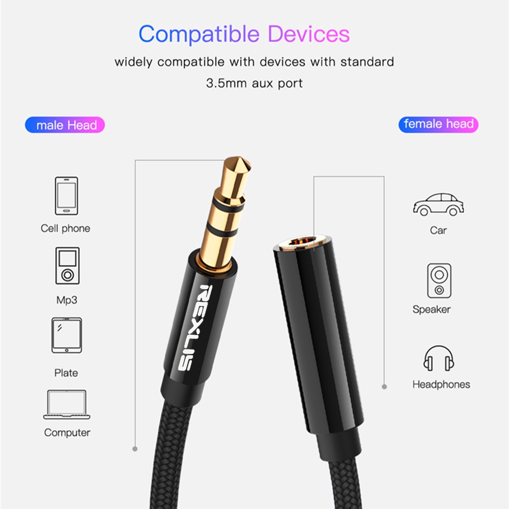 Kabel Extension Audio Stereo Dengan Jack 3.5mm Lapis Emas