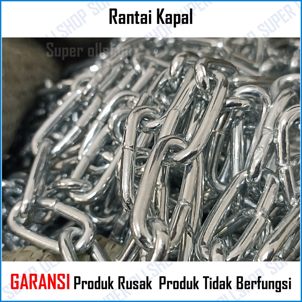 Rantai Besi Kapal Kecil 1/8 3 MM / Rantai Kapal 1/8 3 MM / Rantai Besi Kecil 3 MM /  Harga Rantai Kapal Besi Meteran / Rantai Besi Galvanis 3 mm/Rante Besi 3 mm Eceran per 1 Meter