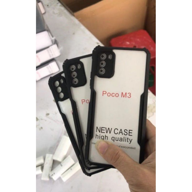 SoftCase POCO M3 Hard Case Armor Bumper Clear Casing Sarung HP - Hitam