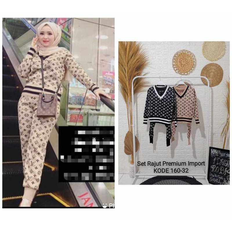 Setelan LV Rajut Import Melar