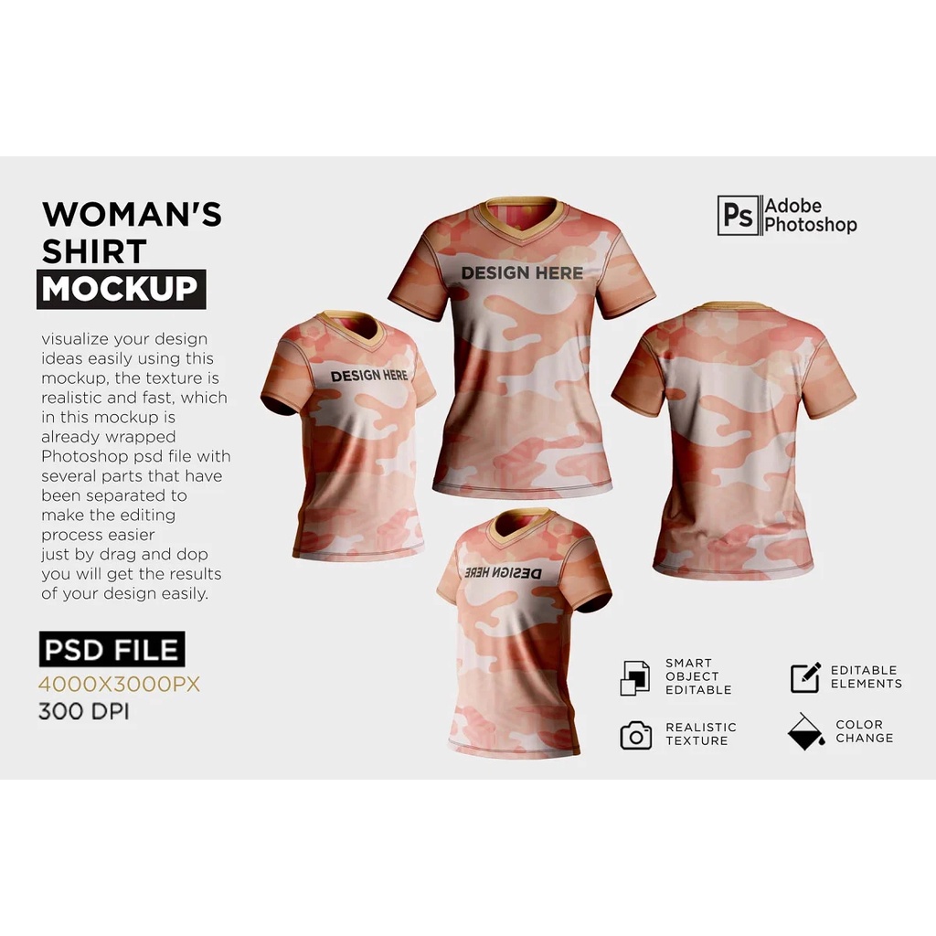 Womans Shirt V Neck Mockup