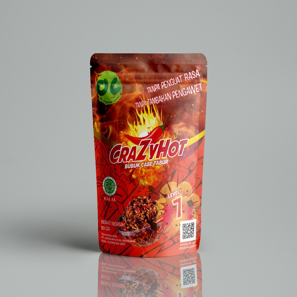 Organic Center, Crazy Hot Chili Powder (BonCabe NO MSG) 60 gr Level 7