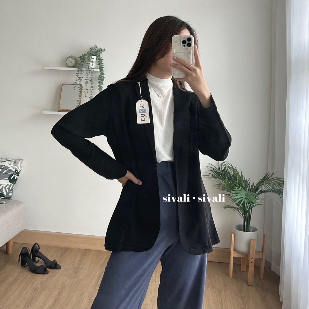Jane Blazer 2048 - Korean Blazer Wanita Lengan Panjang - Outer Blazer - Blazer Kerja-Black