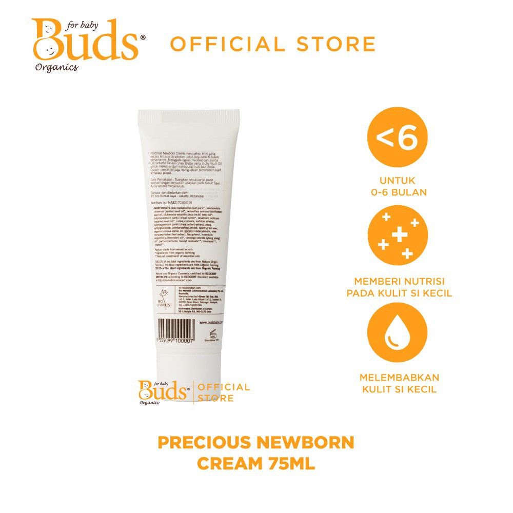 Buds Organics BCO - Precious Newborn Cream 75ml - Lotion Bayi Organik