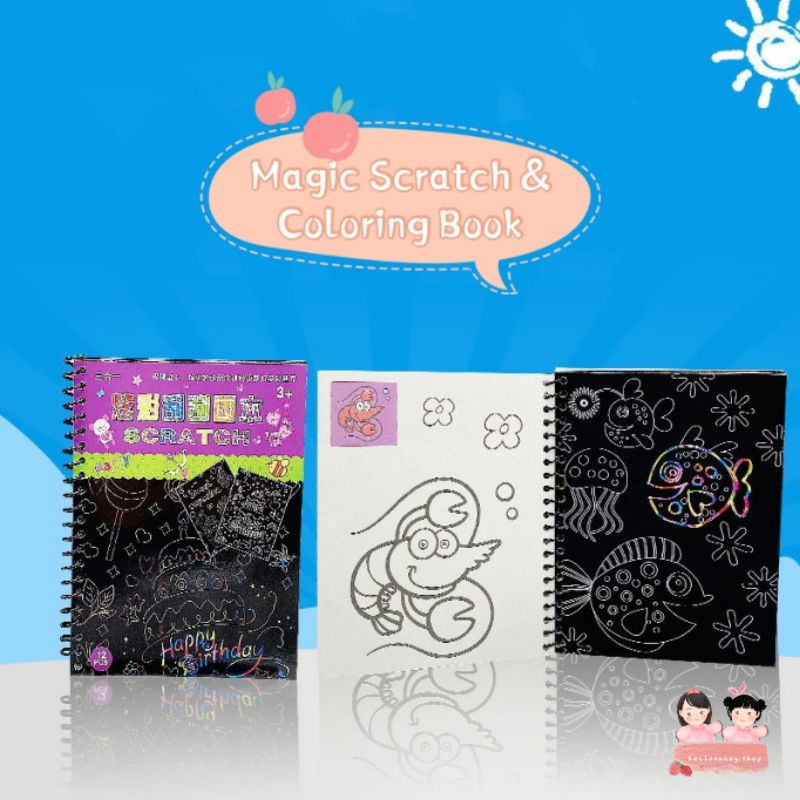 Jual Buku Scratch dan Coloring Magic Rainbow Scratch Book Buku Mewarnai