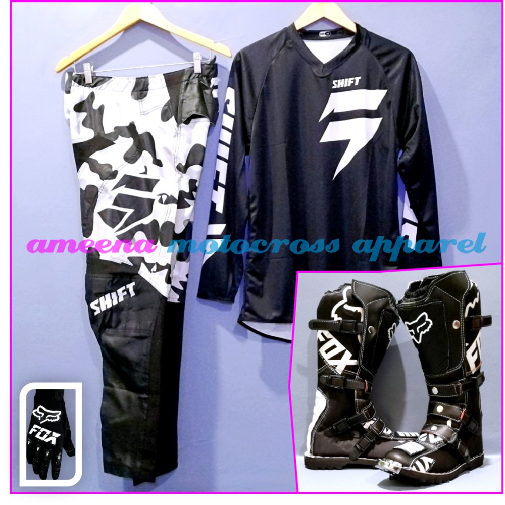 Jerseyset Cross, Sepatu Trail &amp; Sarung Tangan Motocross Fullset - JSG018A