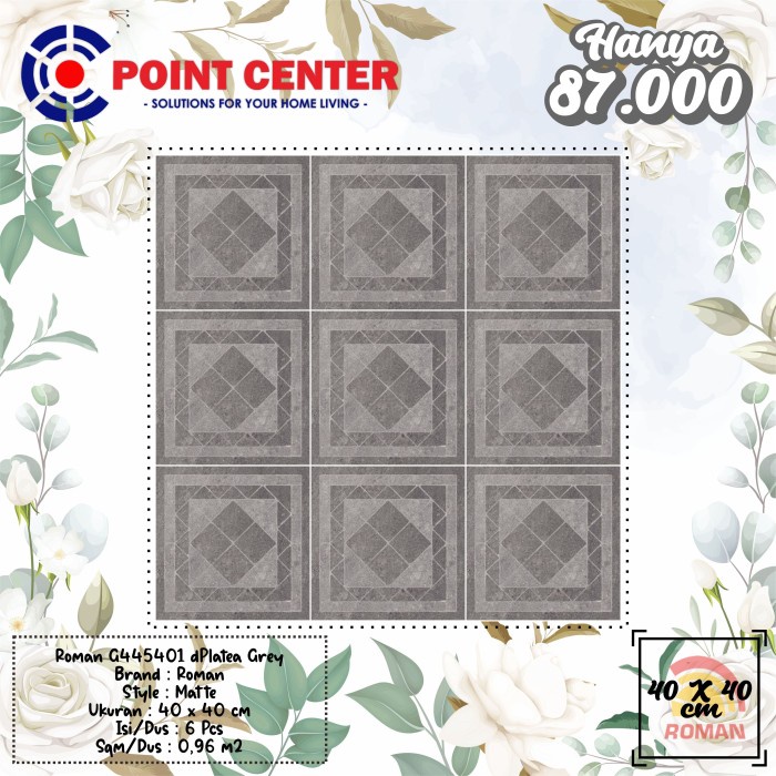 TERMURAH ROMAN KERAMIK 40 X 40 G445401 DPLATEA GREY