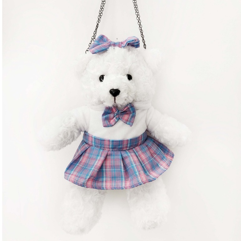 Tas boneka teddy bear LOLITA tedy bear bulu lucu imut gemoy Selempang rantai Wanita Baru Boneka Mewah Ransel Kasual Tas Kepribadian Kartun Beruang Tas B2405