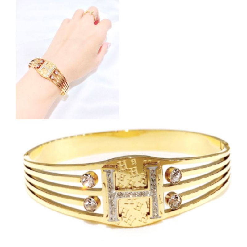 Gelang Titanium Premium Gold H Gelang Stainless steel Anti karat anti alergi 07