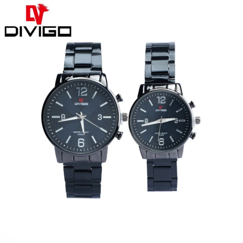 (Grosir)Jam Tangan Couple Divigo Polos Strap Rantai/Stell (Terima Cod)