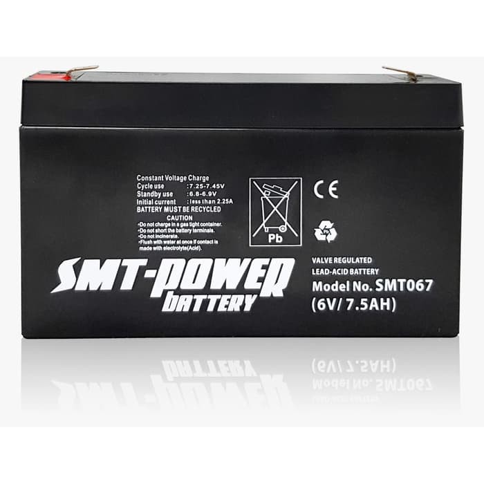 BATERAI SEPEDA ELEKTRIK 6V - 7.5AH SMT POWER Battery SMT067 AKI KERING 6 Volt 7.5 Ah