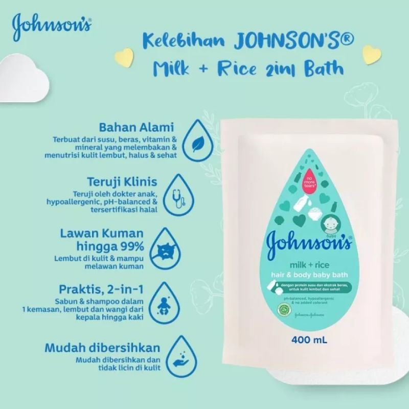 Johnsons Milk &amp; Rice Bath Refill 400 ml