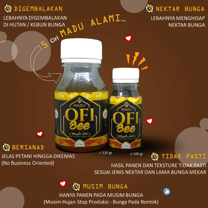 [2 Botol Lebih Murah] | Madu Asli Alami Nektar Bunga Madu OFi Bee | Madu Murni Mentah | Raw Honey